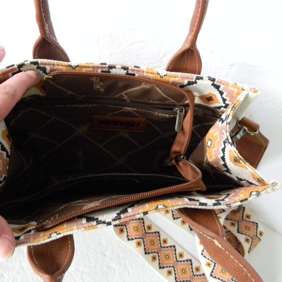 EUC Wrangler Tote Crossbody Aztec Purse Coffee Brown Southwestern Bag COWGIRL - Picture 9 of 10